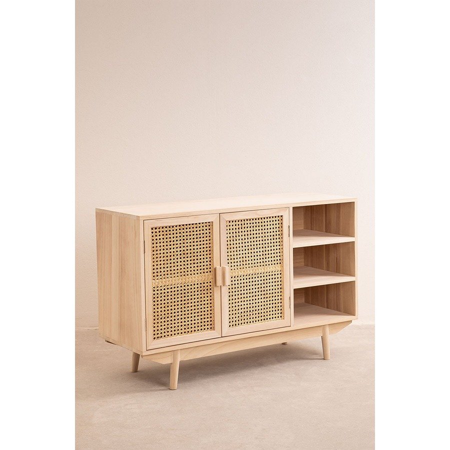 Ralik Mango Wood Vintage Sideboard with Rattan Accents