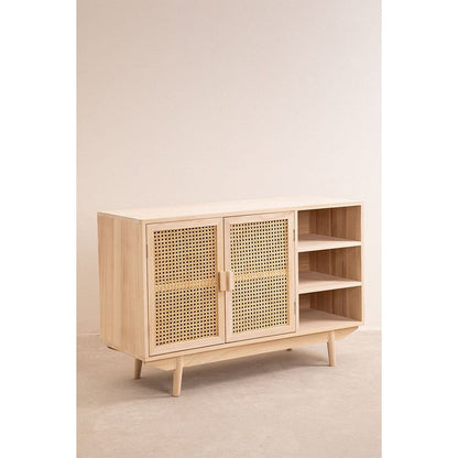 Ralik Mango Wood Vintage Sideboard with Rattan Accents