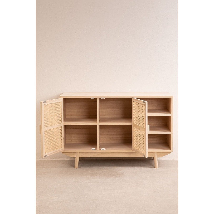 Ralik Mango Wood Vintage Sideboard with Rattan Accents