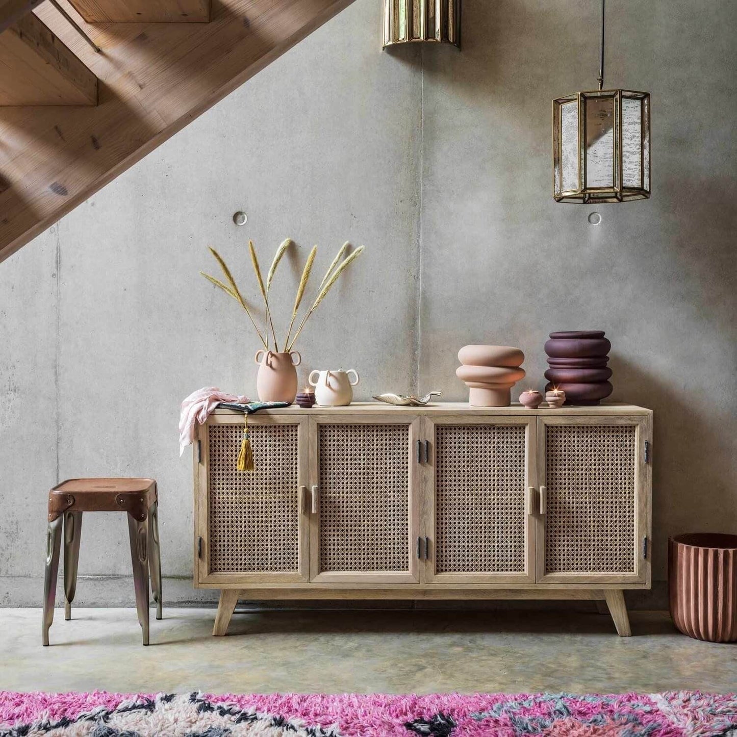 4 door rattan sideboard