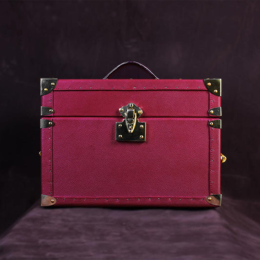Maroon Glory Premium Leather & Brass Jewelry Trunk – Elegant Storage