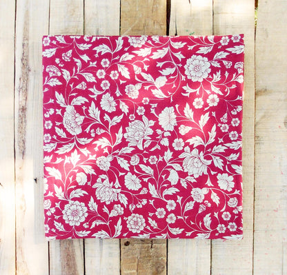 Marsala Kalamkari Cotton Table Cover Handcrafted Maroon Floral Print