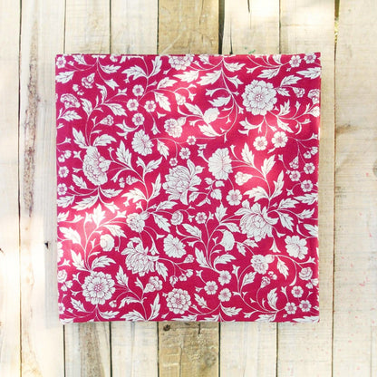 Marsala Kalamkari Cotton Tablecloth – White Floral Print | 3 Sizes | Vliving