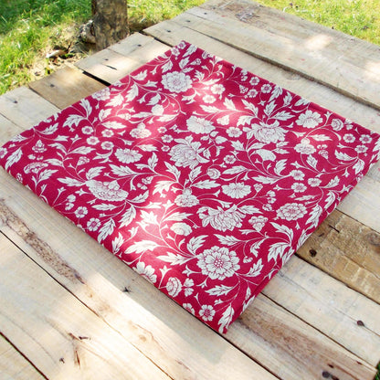 Marsala Kalamkari Cotton Table Cover Handcrafted Maroon Floral Print