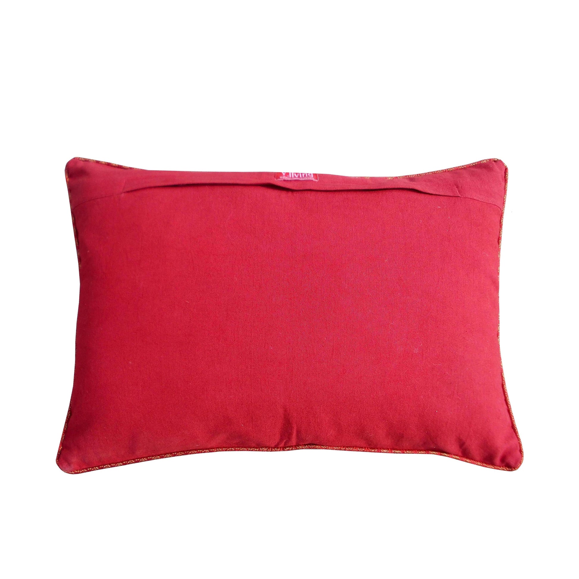 Festive Merry Christmas Linen Brocade Cushion Cover with Red Accents