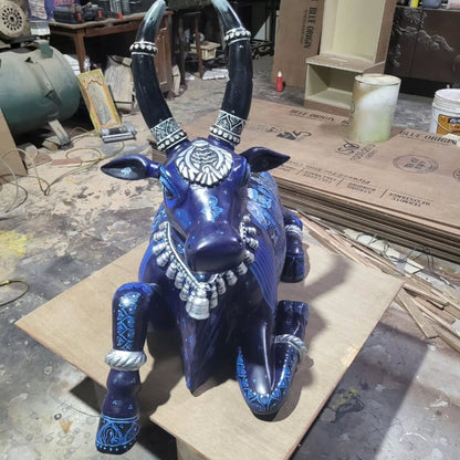 Sacred Nandi Sculpture in Mango Wood