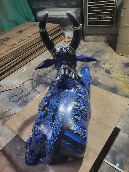 Nandi The Bull Hand Painted Reclaimed Wooden Sculpture