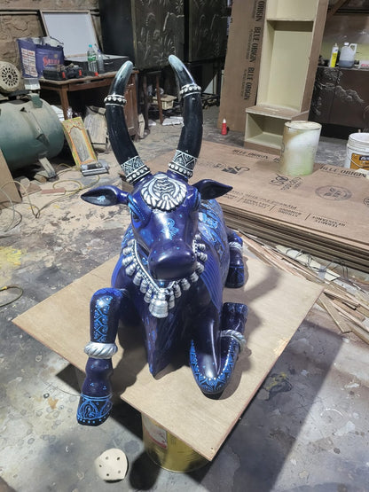 Nandi The Bull Hand Painted Reclaimed Wooden Sculpture