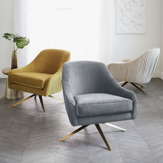 Plush Swivel Accent Chair with Gold Legs – Modern Design for Living Space