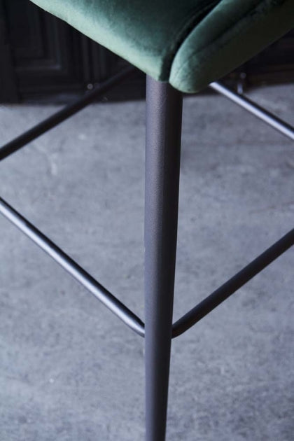 Tall Casino Velvet Bar Chair - Plush Seating, Modern Design, Metal Legs