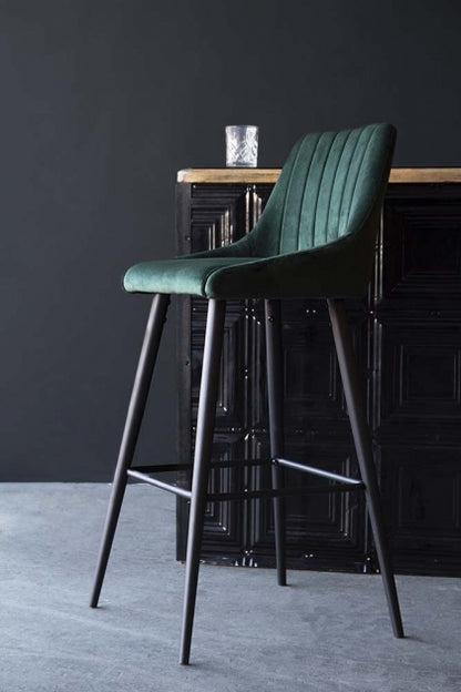 Tall Casino Velvet Bar Chair - Plush Seating, Modern Design, Metal Legs