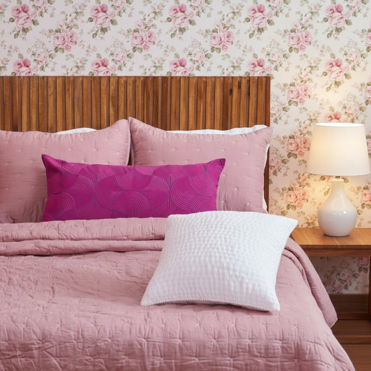 Old Rose 300TC Fine Cotton Quilt – Diamond Pattern Tuck Quilting