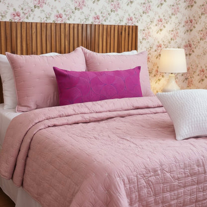 Old Rose 300TC Fine Cotton Quilted Bed Set – Diamond Pattern Tuck Quilting