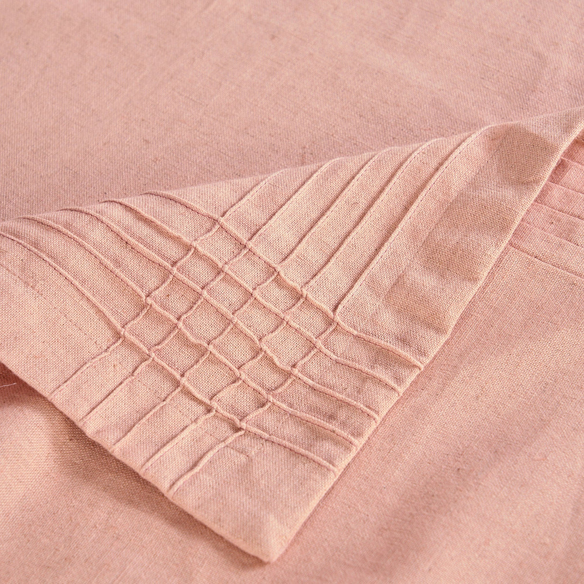 Amour Solid Blush Linen Tablecloth | Pintuck Border | 3 Sizes incl. Round