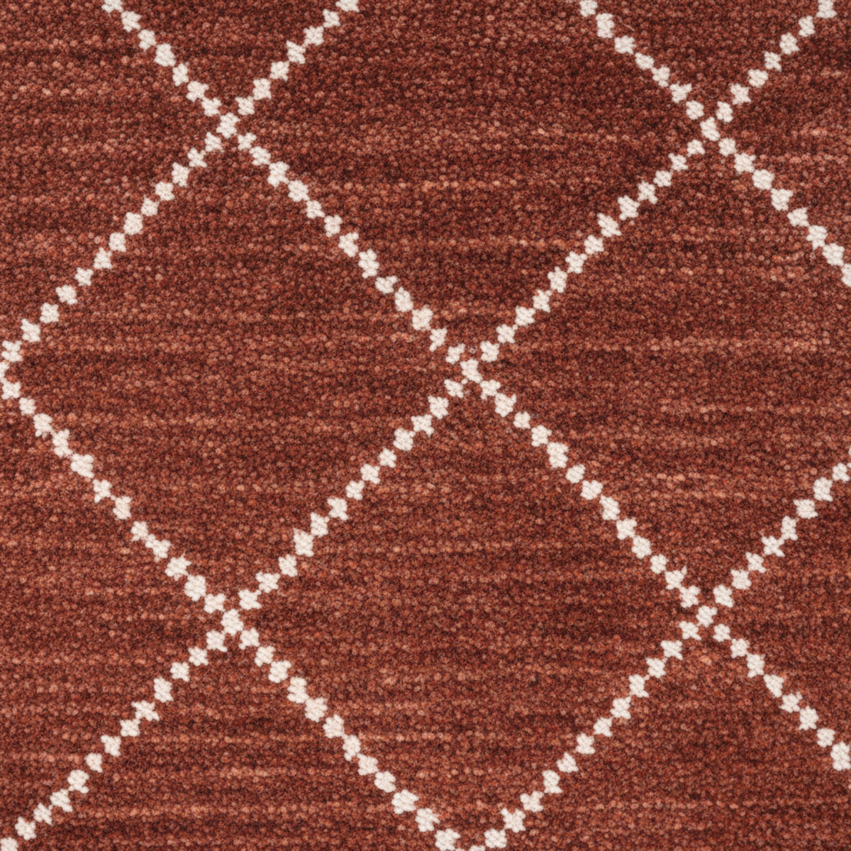 Moroccan Hand Tufted Wool Blend Carpet | Diamond Pattern | Grey, White & Rust | 3 Sizes