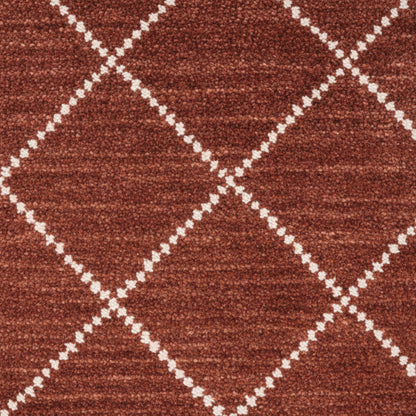 Moroccan Hand Tufted Wool Blend Carpet | Diamond Pattern | Grey, White & Rust | 3 Sizes