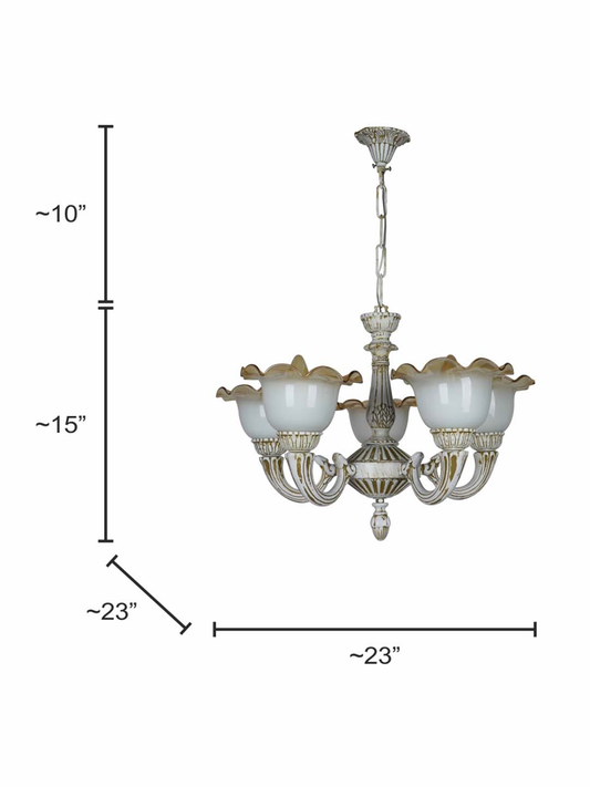 Rustic Distressed White 5-Light dimensions