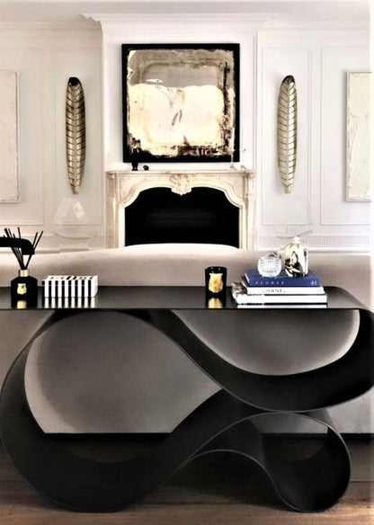 Elegant Whirl Console Table: Sculptural Metal Design for Modern Living Spaces