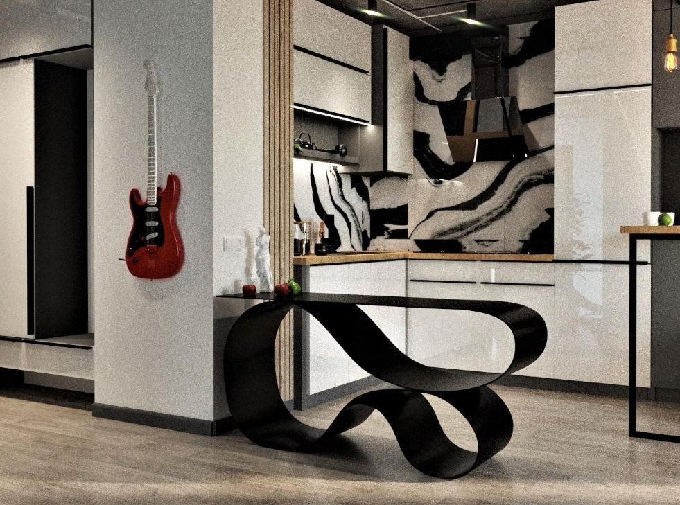 Elegant Whirl Console Table: Sculptural Metal Design for Modern Living Spaces