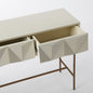 Modern Geometric Console Table with Dual Storage Drawers, Brass Finish Legs