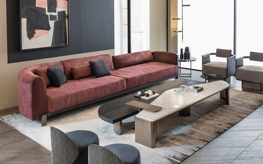 Luxurious Set of 4 Modern Coffee Tables: Wood, Marble, Steel, Glass Tops