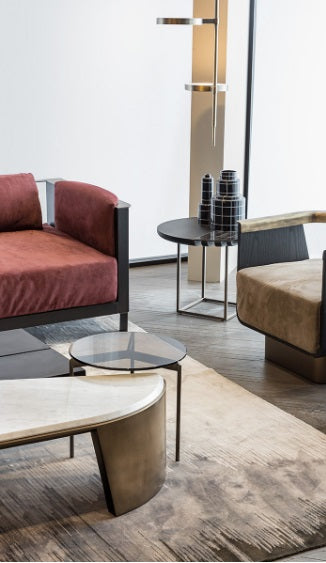 Luxurious Set of 4 Modern Coffee Tables: Wood, Marble, Steel, Glass Tops