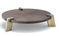 Elegant Nested Oak Veneer Coffee Table Set with Brass Accents