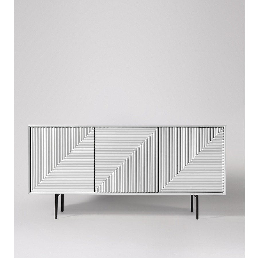 Charcoal White Mango Wood Sideboard with Adjustable Shelves