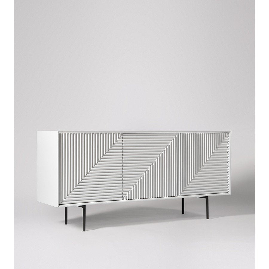 Charcoal White Mango Wood Sideboard with Adjustable Shelves