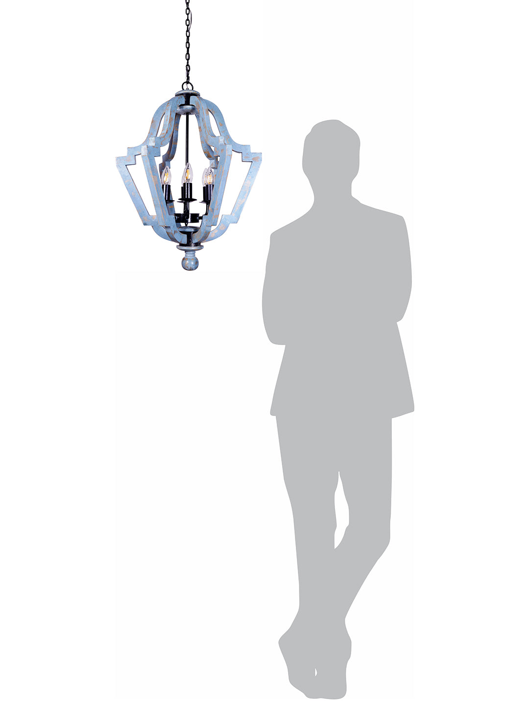 Distressed Grey Wood 6-Light Chandelier – 50.8 cm
