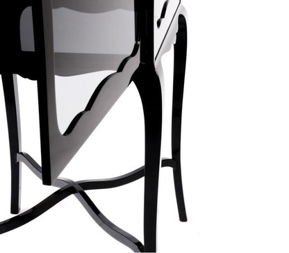 Elegant Black Gloss Mahogany Princess Carriage Display Case with Glass Panels