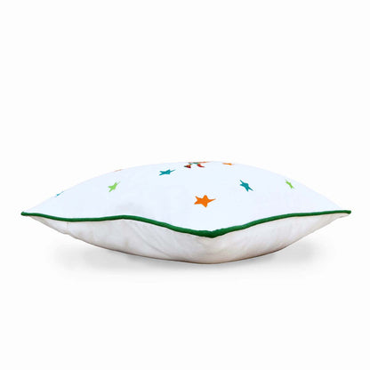 Festive Reindeer Geometric Embroidered Colorful Christmas Pillow Cover