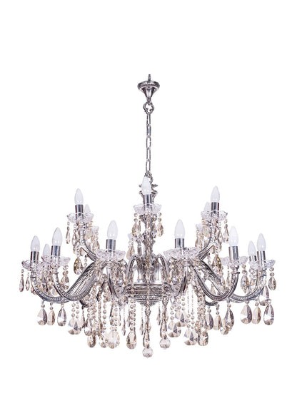 SZ Silver 18 Light Brass Crystal Chandelier