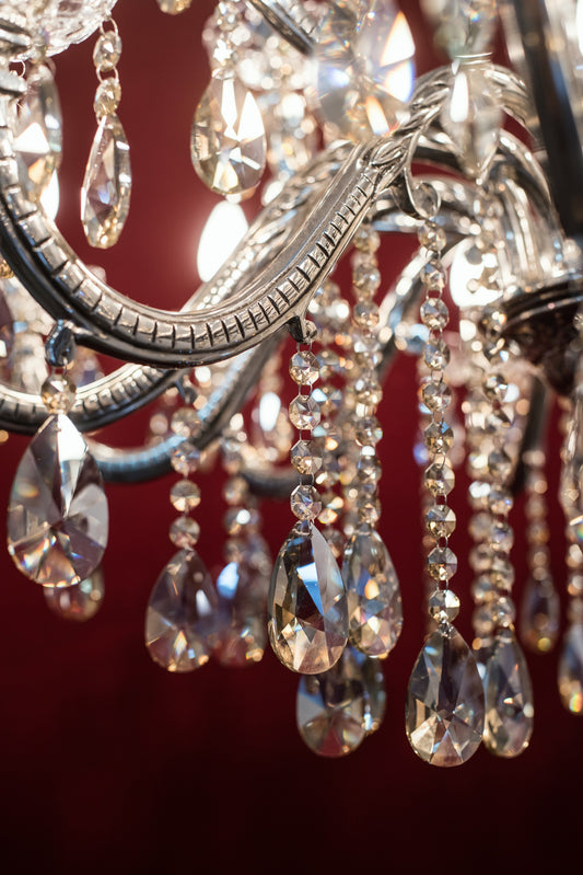 SZ Silver 18 Light Brass Crystal Chandelier