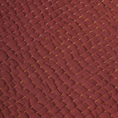 Terracotta colour muslin gauze hand quilted Throw blanket, simple stripe quilting, 100% cotton, 50X60 inches