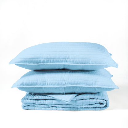 SKY BLUE luxury 300TC cotton satin Quilt with coordinated pillow cases, Sizes available