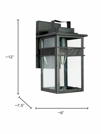 Modern Black Mesh Band Glass Box Outdoor Wall Sconce