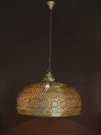 Hand Pierced Brass Dome Single Light Big Hanging ceiling installation