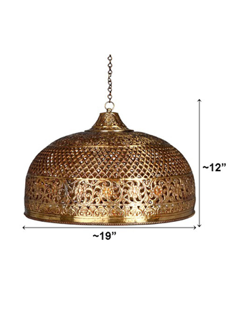 Hand Pierced Brass Dome Single Light Big Hanging dimensions