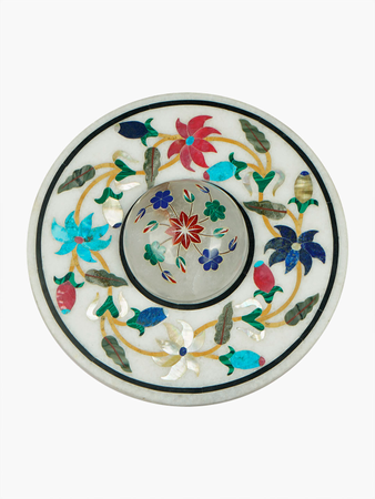 Warm Glow & Exquisite Craftsmanship: Alabaster Wall Sconce with LED & Floral Inlay