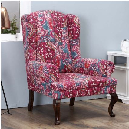 Slipknot Wing Chair -  Kattha Red Fabric side view