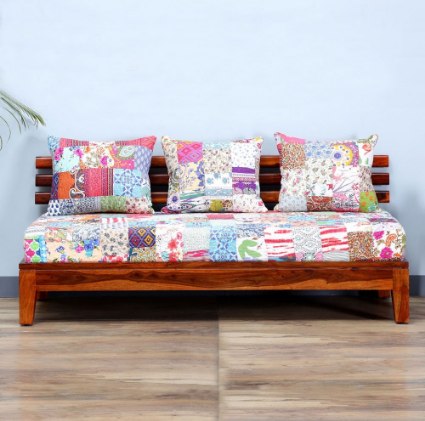 Solid wood three seater sofa