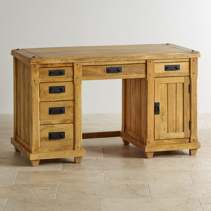1 Door 6 Drawer Study Desk in Mango Natural Finish