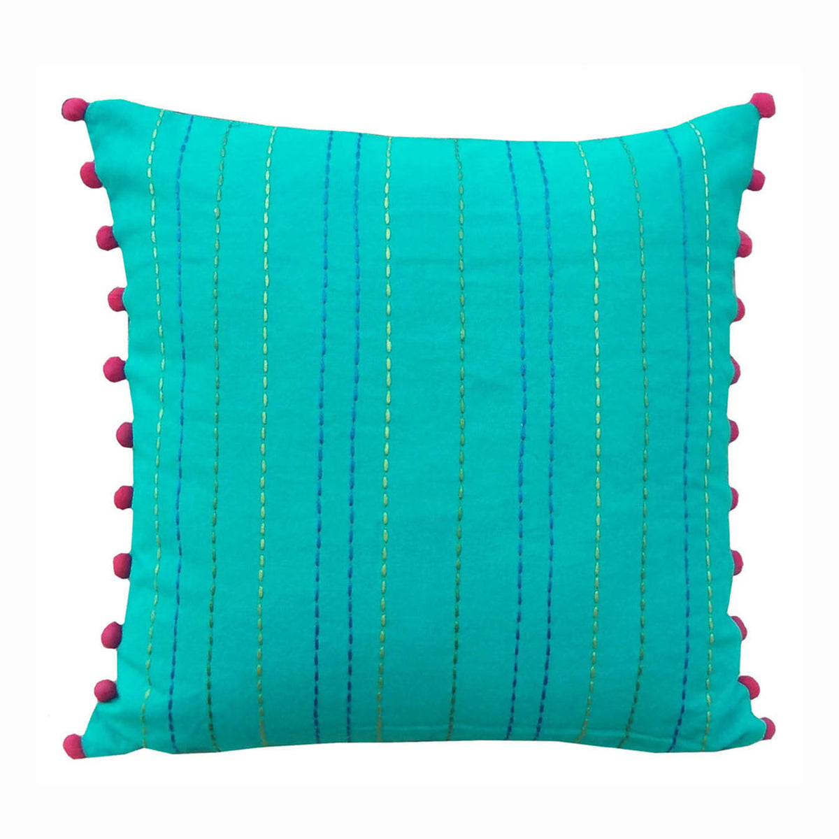 Stylized Floral Aqua - Embroidered Cushion Cover