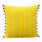 Stylized Solid Yellow Cushion Cover with Rice Stitch & Pompoms