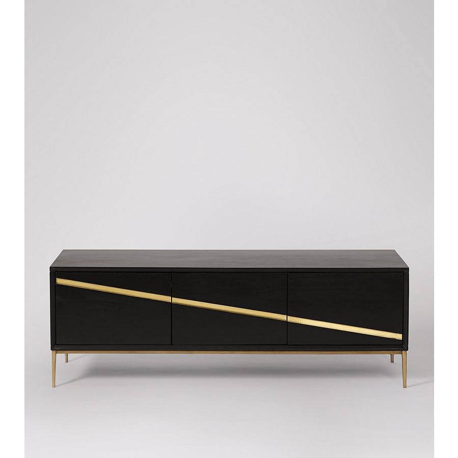 TV Console | Black Mango Wood & Brass