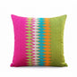 Ikat Silk Dupion Cushion Cover – Hot Pink & Lime Green with Multicolour Ikat Embroidery | 4 Sizes