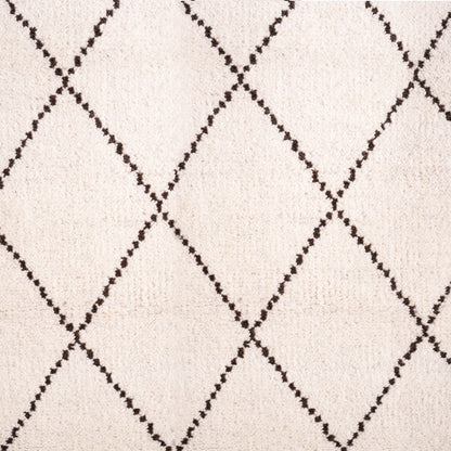 Hand Tufted Moroccan Wool Rug White Black 36×60 & 48×72