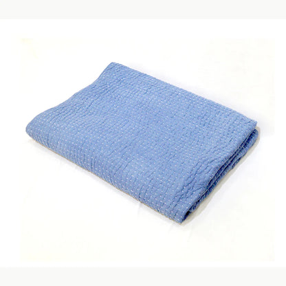 Denim Blue stonewashed cotton kantha quilt