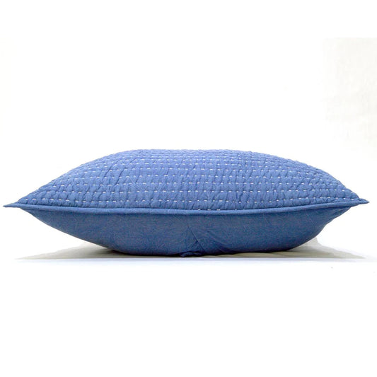 Denim blue quilted, pillow covers, stonewashed, stripe pattern, kantha, boho, 100% cotton, sizes available